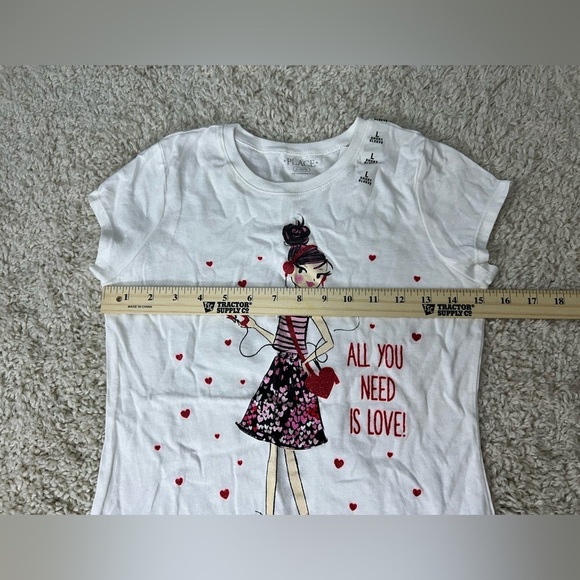 Girls Large Children’s Place White Graphic Tee NWT - Picture 5 of 6